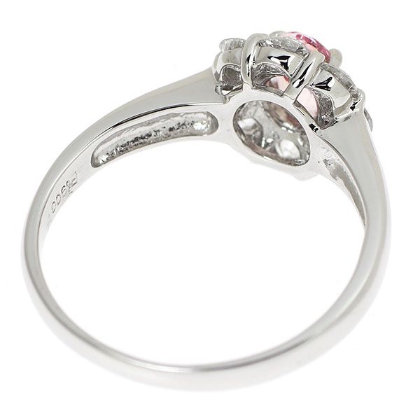 Pt 900 パパラチアサファイア ダイヤモンド リング 0.589 ct D 0.56