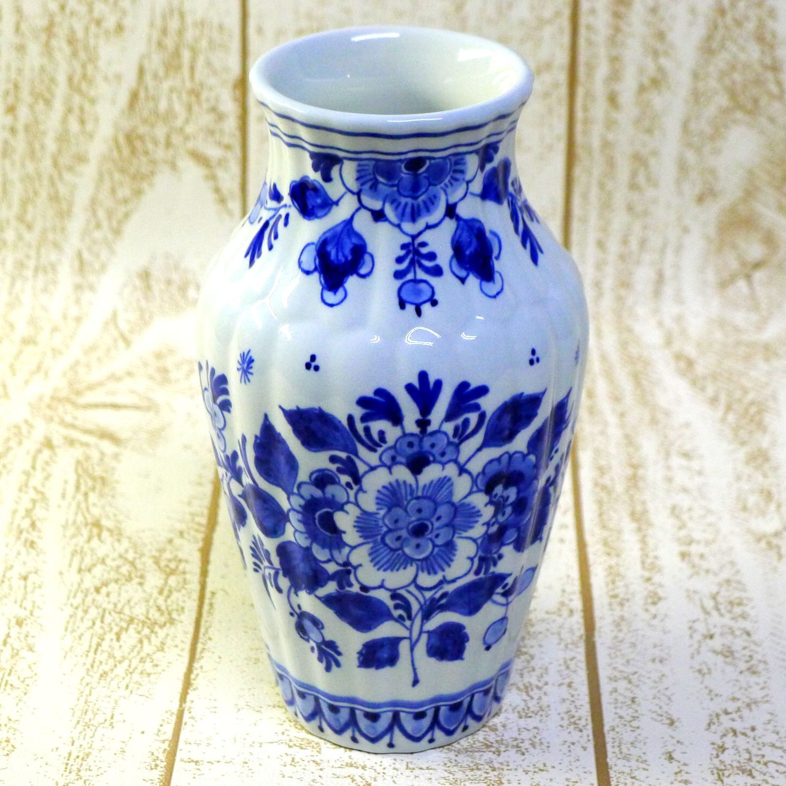 オランダ Delft デルフト 陶器花瓶＜中古品＞ Royal Delft ロイヤルデルフト フラワーベース 花瓶 花器 オランダ製