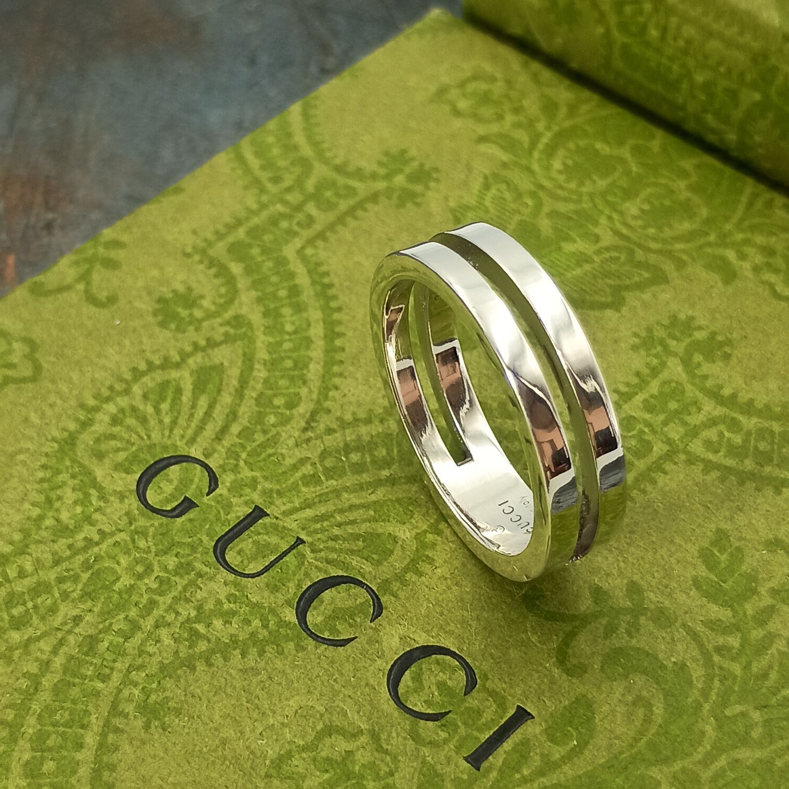  GUCCI グッチ 20.5号 オープン ライン リング 指輪 メンズ シルバー925 オールドグッチ リング 指輪 アクセサリー