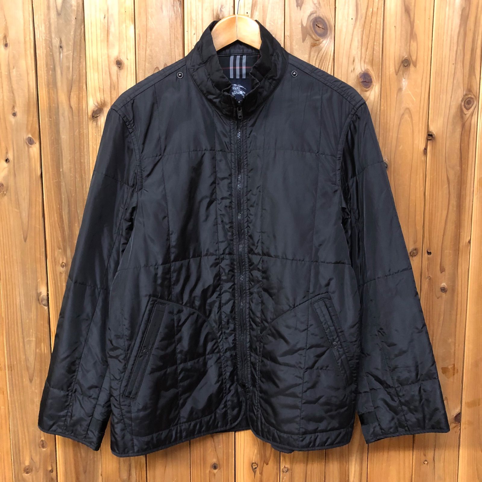 BURBERRY LONDON メンズM バーバリー ロンドン ライナー 中綿ジャケット ジップアップ ブラック ジャンパー アウター