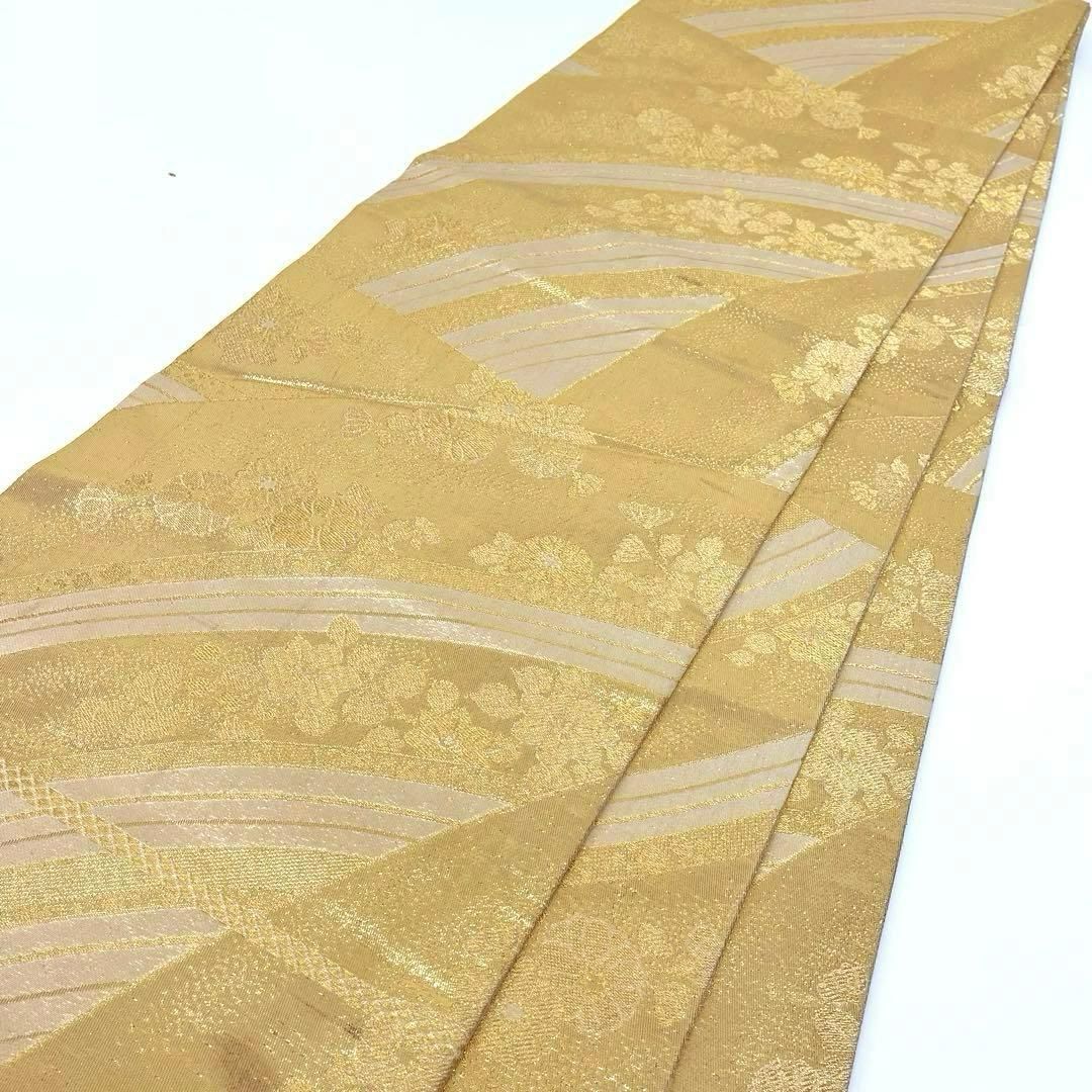 着物と帯 時流 F 25183◆正絹 丸帯◆振袖にも 成人式 長尺 ゴールド 花