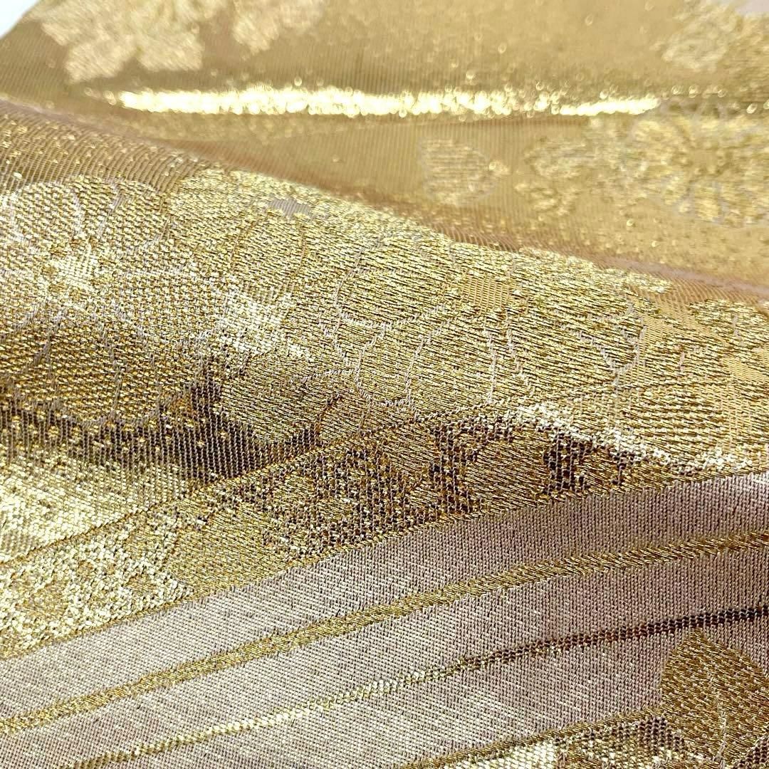 着物と帯 時流】F25183◇正絹 丸帯◇振袖にも 成人式 長尺 ゴールド 花