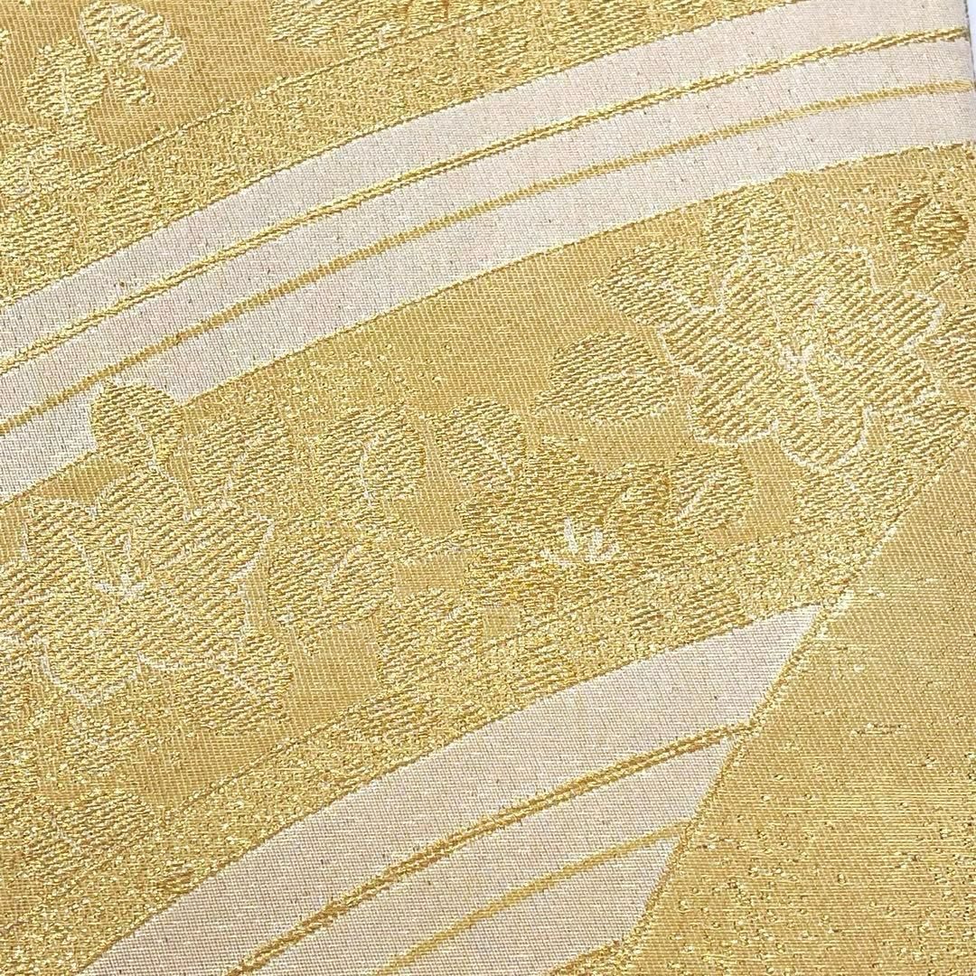  着物と帯 時流 F 25183◆正絹 丸帯◆振袖にも 成人式 長尺 ゴールド 花 丸帯 帯