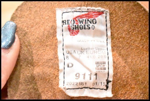  8 D 15年 レッドウィング 9111 アイリッシュセッター 茶 カッパー ラフ＆タフ プレーントゥ 編み上げ ブーツ redwing FL 403 ワークブーツ ブーツ 革靴