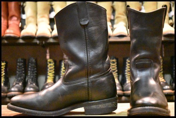 8.5 E 旧羽タグ 93年 レッドウィング 8155 ペコス 黒 ブラッククローム プルオン ブーツ redwing pecos FL 406
