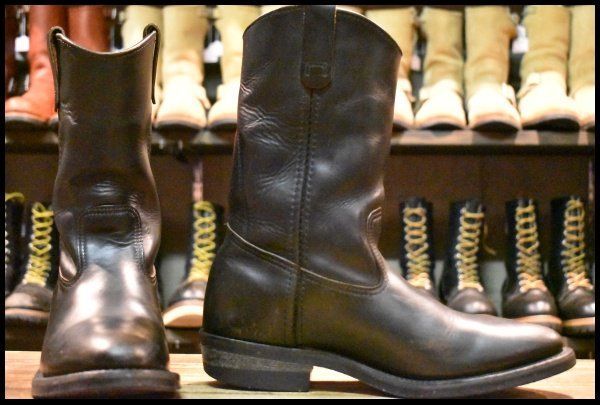 8.5 E 旧羽タグ 93年 レッドウィング 8155 ペコス 黒 ブラッククローム プルオン ブーツ redwing pecos FL 406