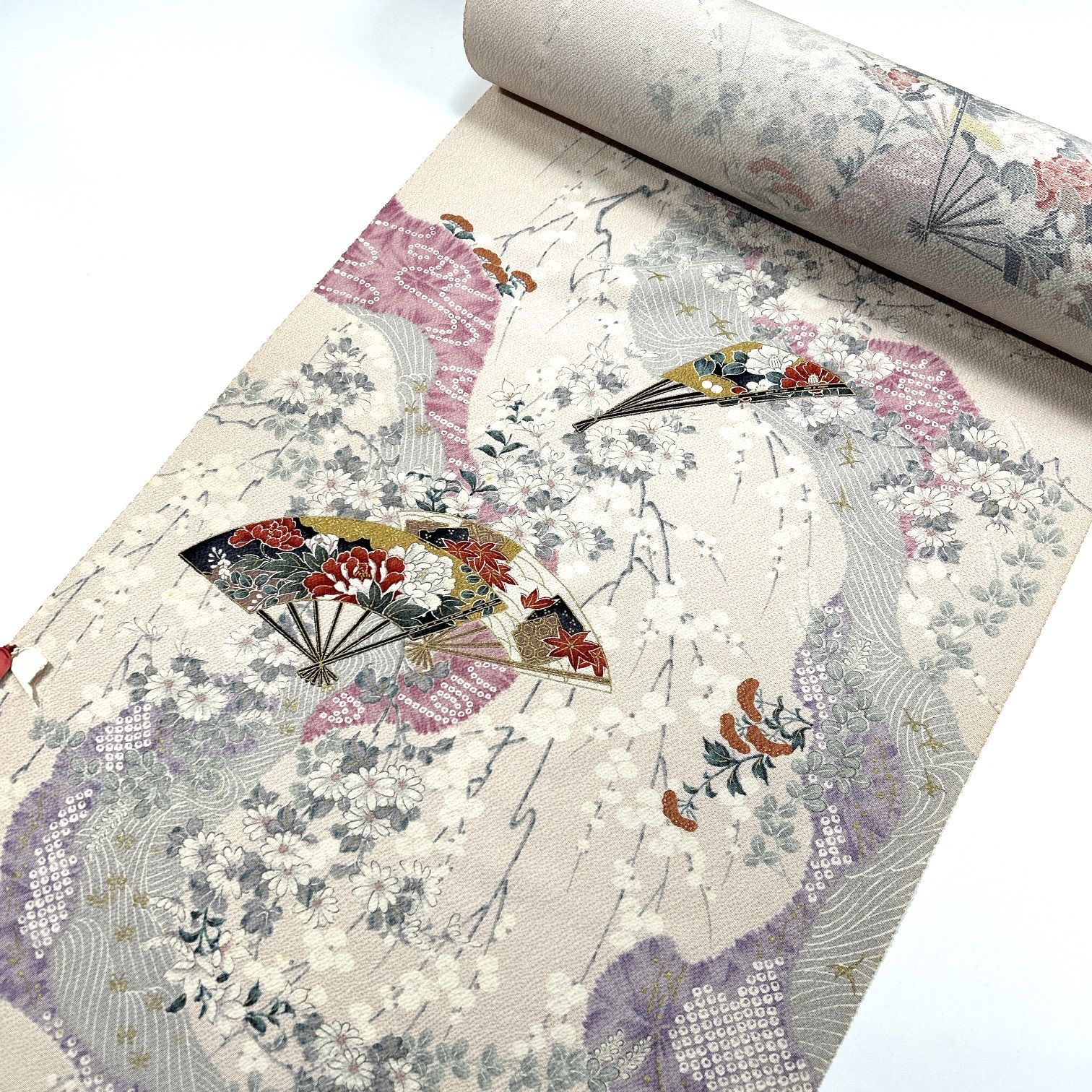 小紋 反物 1本 正絹 着物まとめ売り 同梱 リメイク用 和裁練習用 A 062