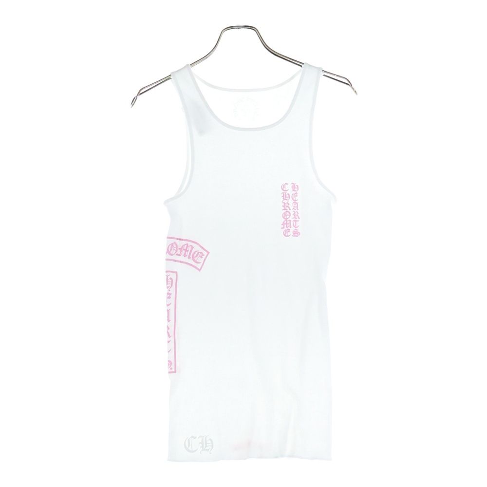 CHROME HEARTS クロムハーツ LOVE YOU T BAR TANK TOP ラブユー Tバー ラブ ユー タンクトップ ノースリーブ ホワイト|ピンク