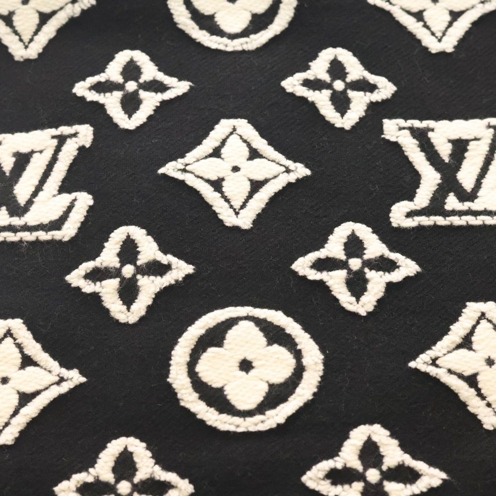 LOUIS VUITTON ルイヴィトン LV 3 D モノグラム パターン カシミヤ ウール マフラー LVスキー M 90816 ブラック×ホワイト