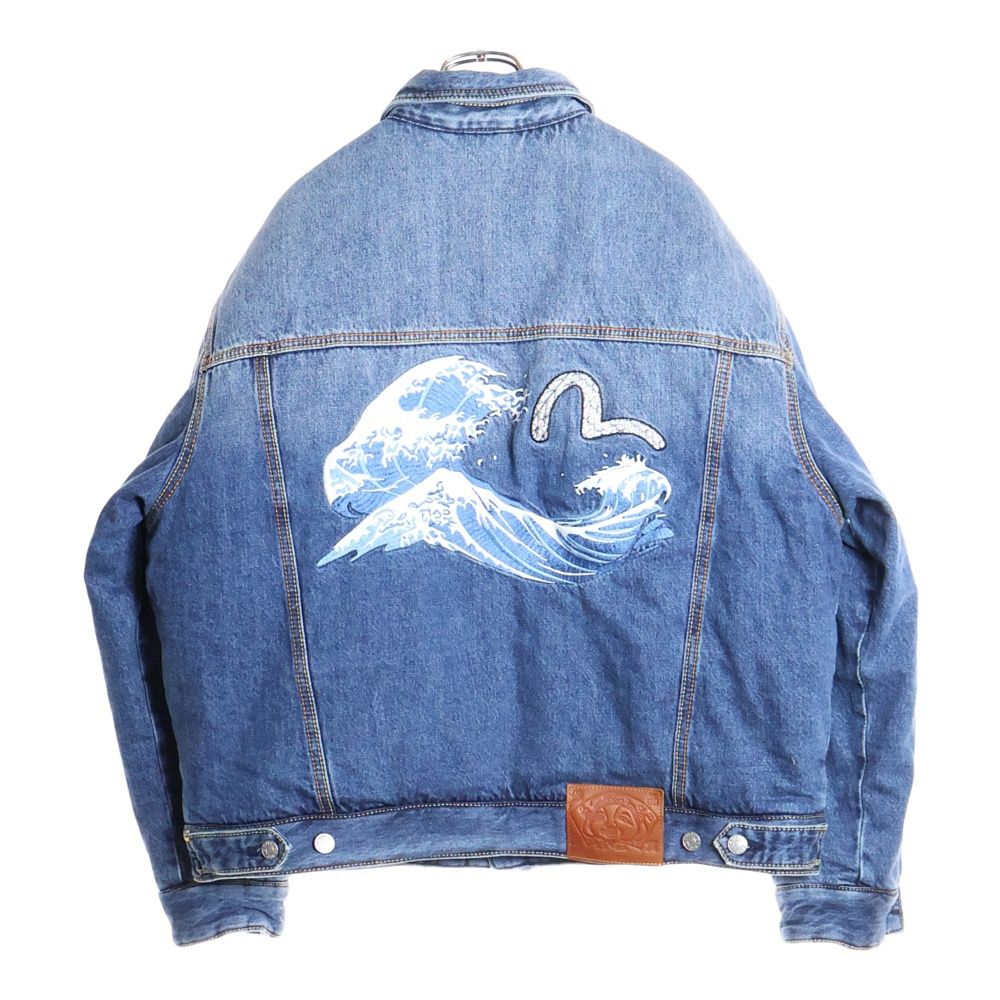 EVISU エビス ×MOOSE 浮世絵波刺繍 デニム中綿ダウンジャケット インディゴ