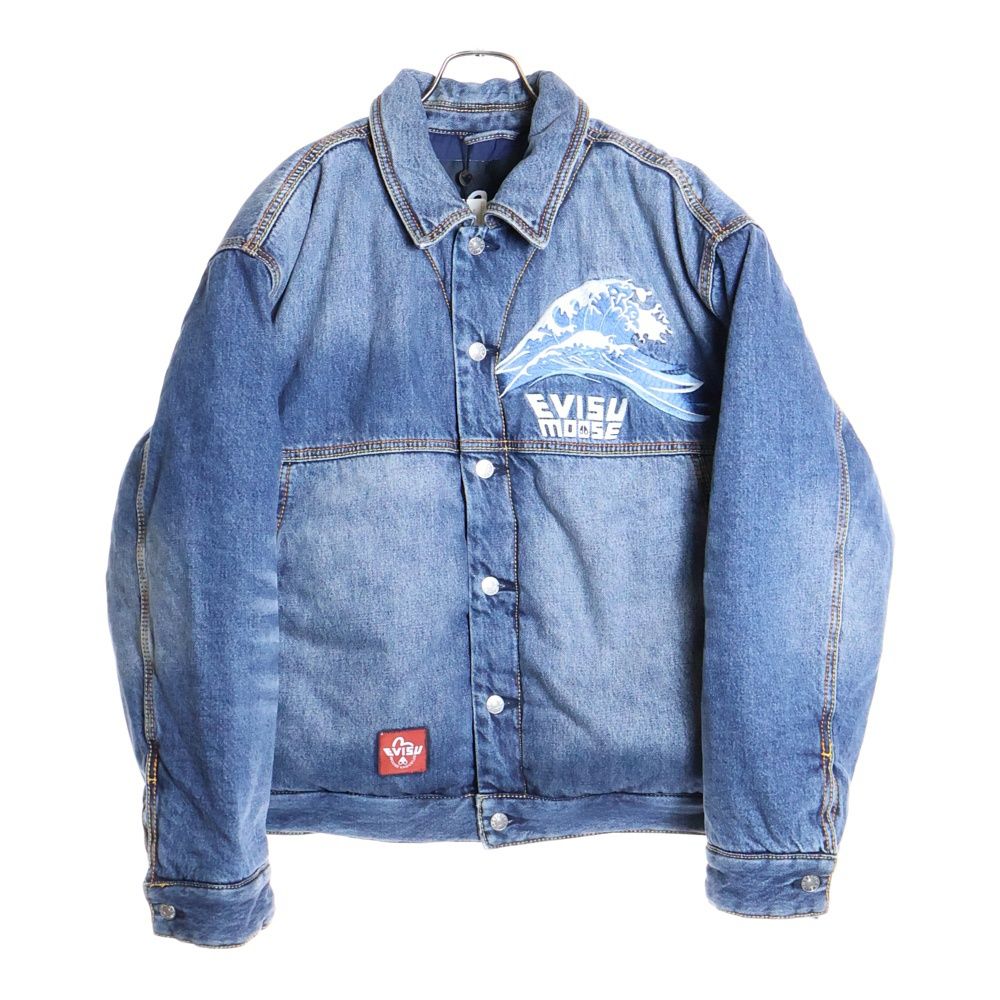 EVISU (エビス) ×MOOSE KNUCKLES 浮世絵波刺繍 デニム中綿ダウン