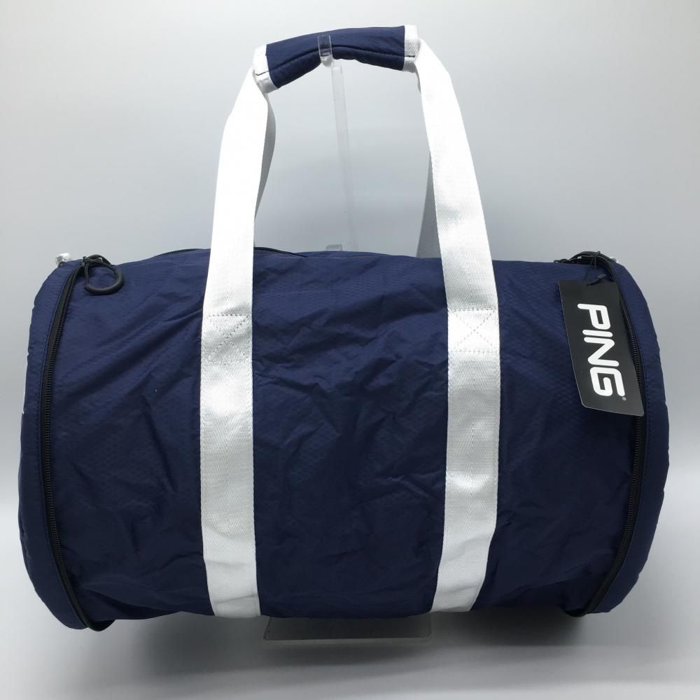 ピン フォルダブルボストンバッグ ネイビー×白 折り畳み可 ショルダーストラップ付 内外ポケット ゴルフ PING