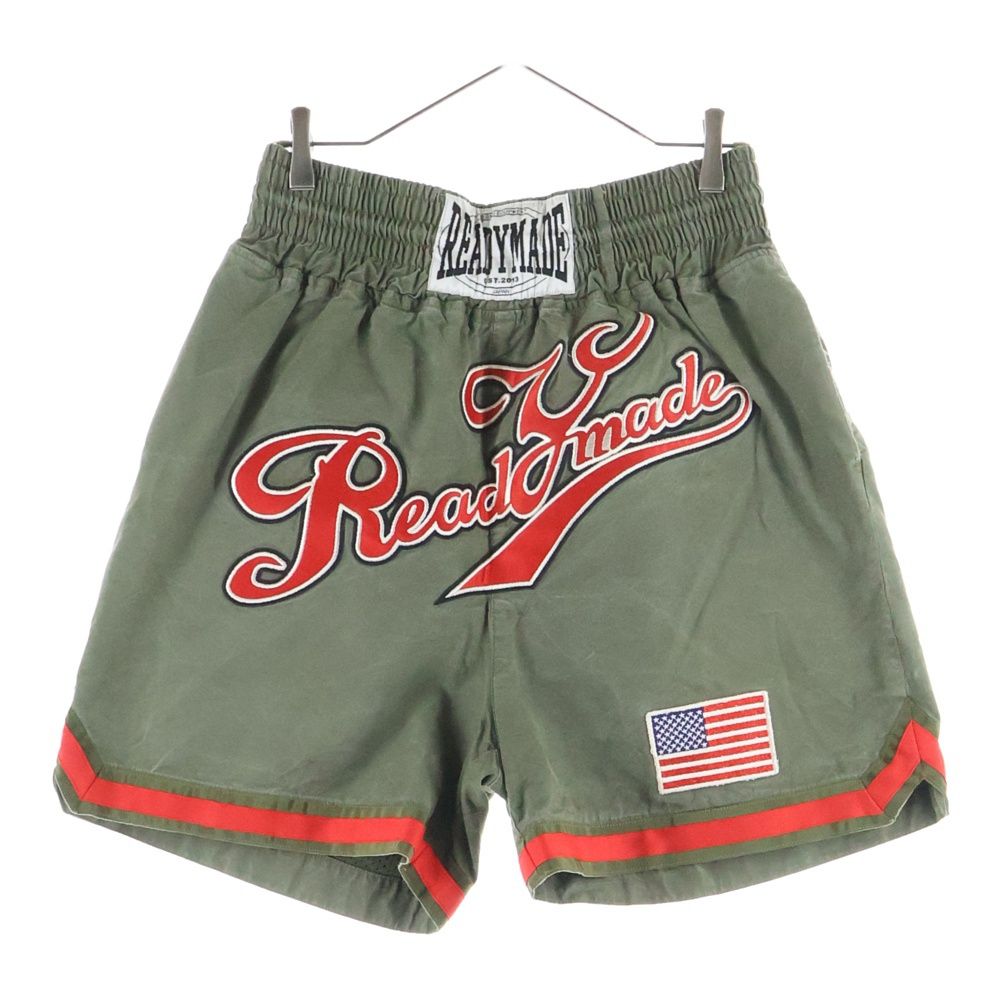 READY MADE レディメイド ロゴ刺繍 ボクシングショーツ ハーフパンツ カーキ