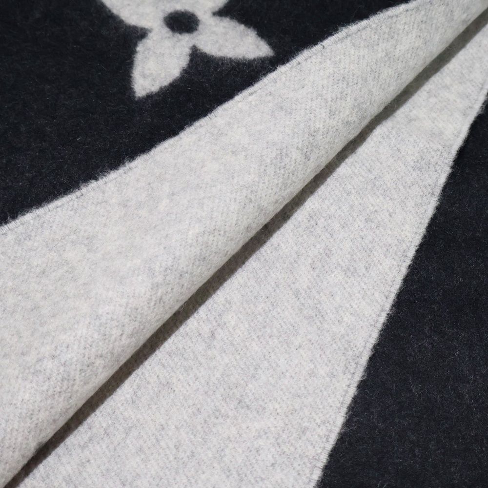 LOUIS VUITTON ルイヴィトン エシャルプ レイキャビック カシミヤ フリンジマフラー ブラック グレー M 71040