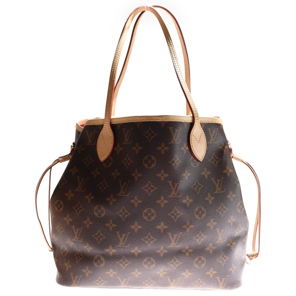 LOUIS VUITTON ルイヴィトン モノグラム ネヴァーフルMM ポーチ付レザートートバッグ ブラウン M 46975