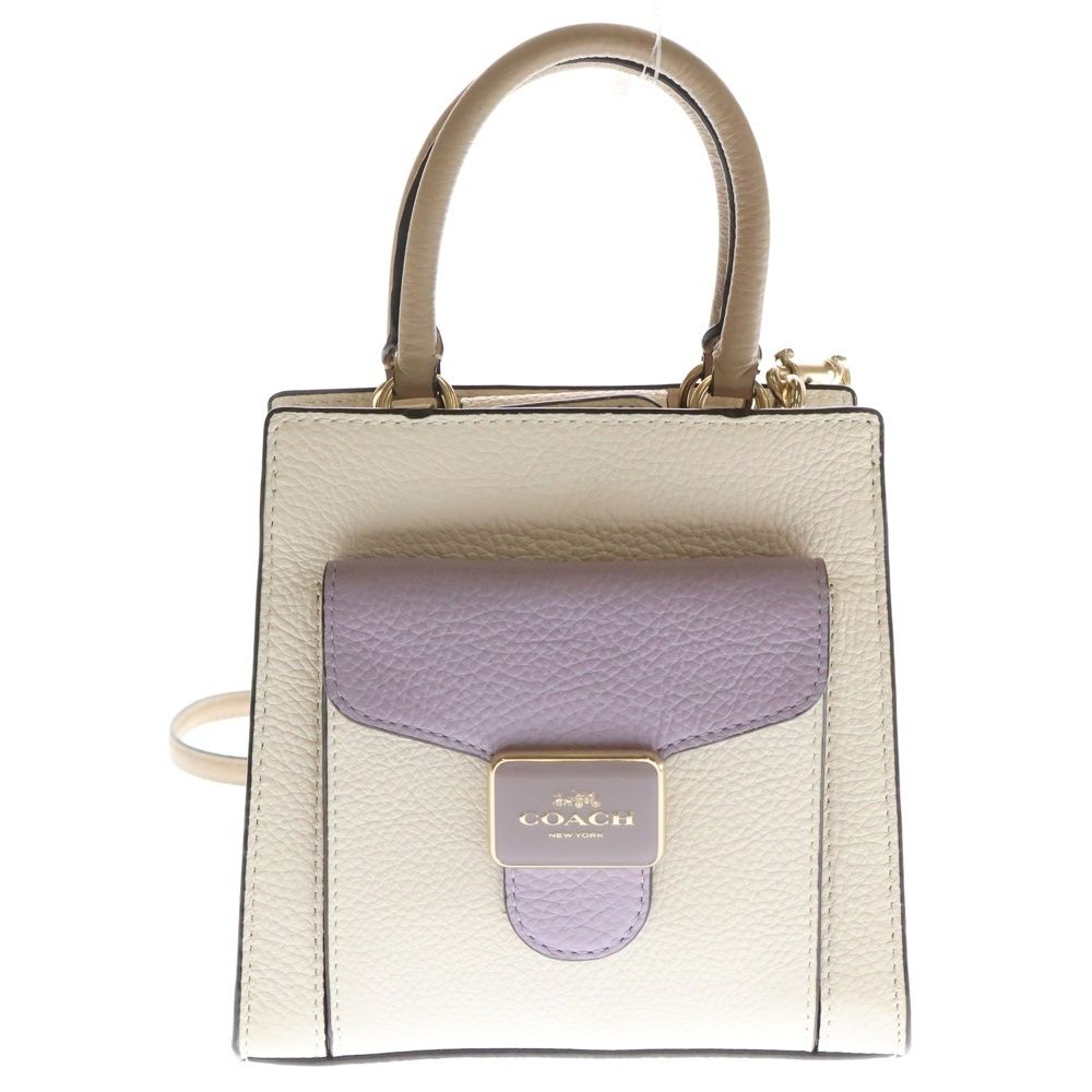 COACH コーチ 2 WAYバッグ ハンドバッグ ショルダーバッグ チェーンバッグ ミニバッグ バイカラー ライトピンク×ライトブルー×パープル レザー ゴールド金具