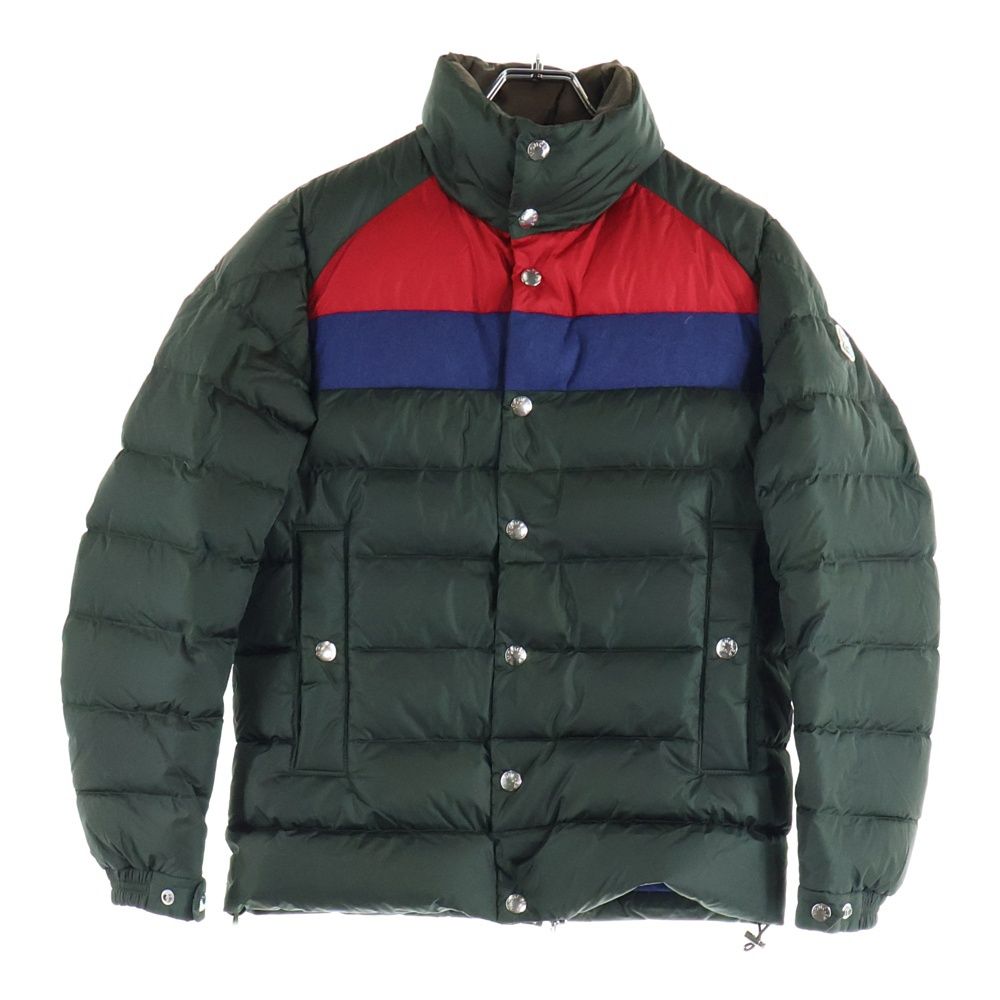 MONCLER モンクレール 15 AW BREVAL ブレヴァル ワッペンロゴ ウール切り替え スタンドカラー ジップアップ ダウンジャケット カーキ 54155