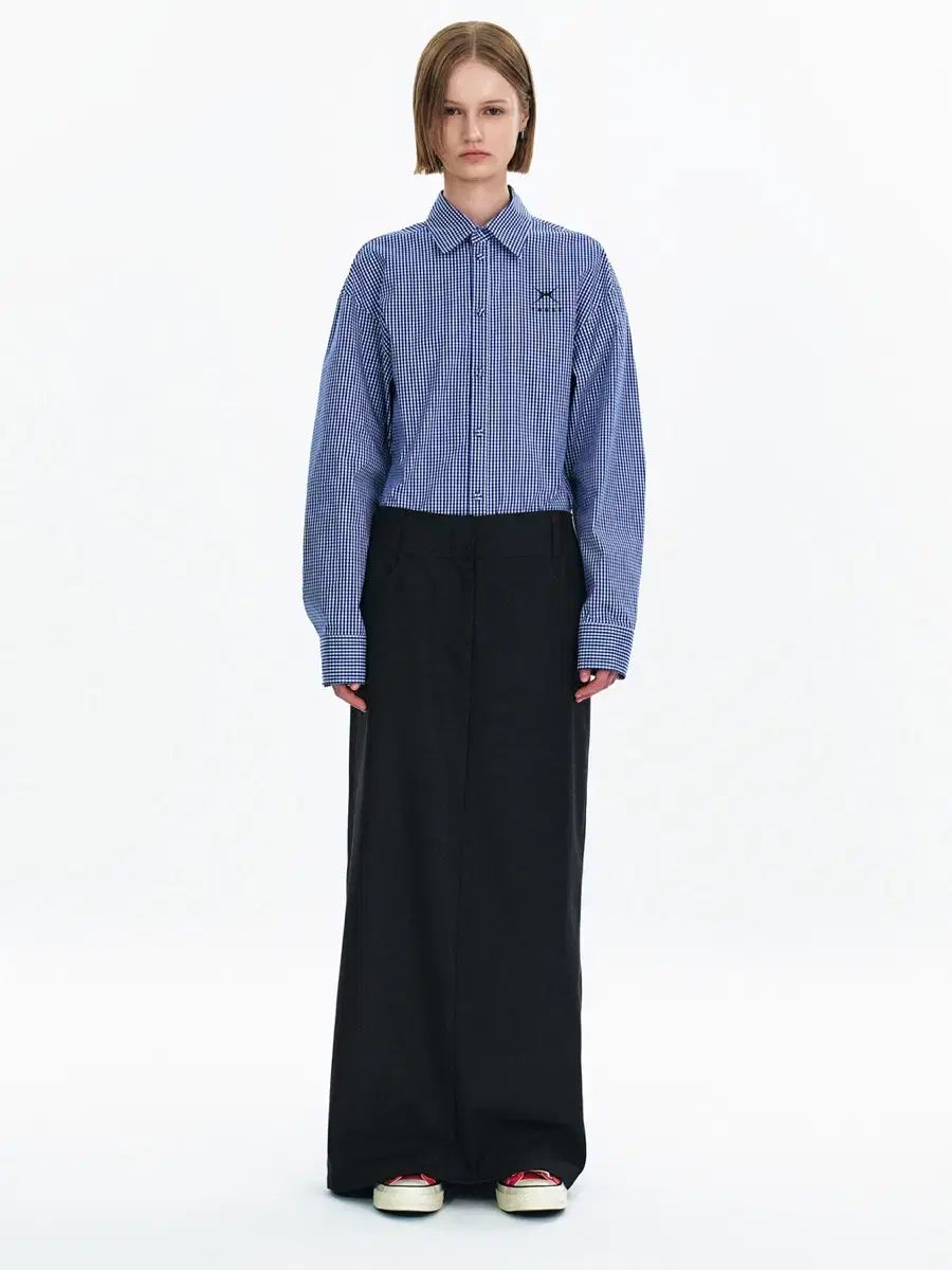 ユンセ ベース ロングスカート チャコール