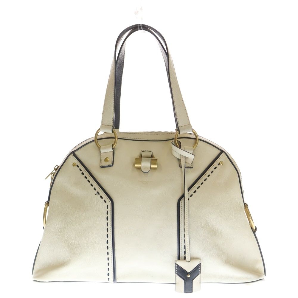 YVES SAINT LAURENT イヴサンローラン ミューズ ハンドバッグ ホワイト レザー