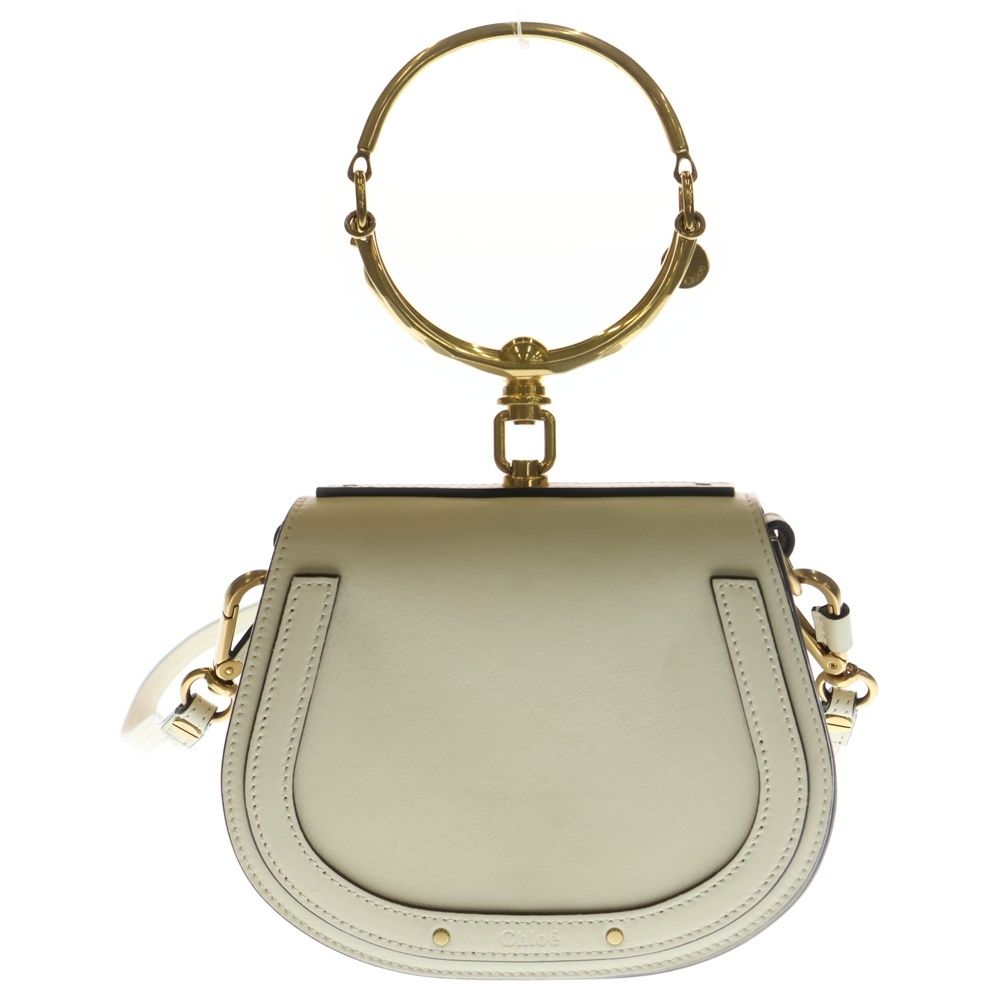 Chloe クロエ ナイル 2 WAYハンドバッグ ショルダーバッグ ミニバッグ ホワイト レザー ゴールド金具