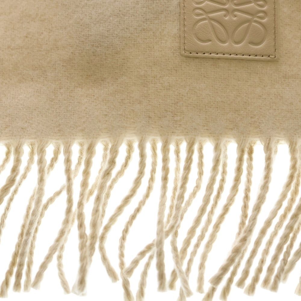  LOEWE ロエベ アナグラム フリンジマフラー アイボリー×ベージュ カシミヤ×ウール その他 その他