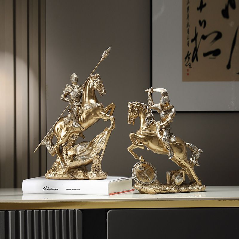  オブジェ 置物 馬に乗っている騎士 槍 剣 2種類 ゴールド インテリア リビング ダイニング 玄関 寝室 装飾 オーナメント 樹脂 プレゼント ギフト オシャレ 感 癒しグッズ 棚装飾 ホームデコレーション 卓上雑貨 置物 インテリア小物