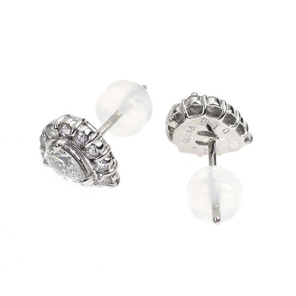 Pt900/ Pt850 ペアシェイプカット ダイヤモンド ピアス 0.37ct D0.36ct