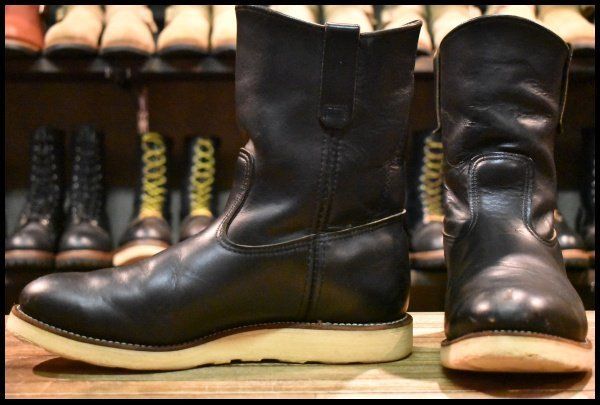 9.5 E 羽タグ 97年 レッドウィング 8169 ペコス 黒 ブラッククローム プルオン ブーツ redwing pecos FL 410