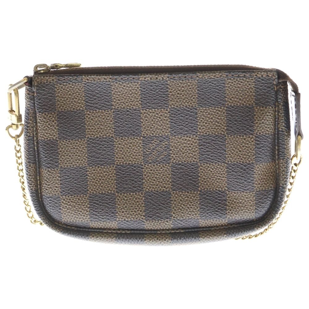 LOUIS VUITTON ルイヴィトン ミニ ポシェット アクセソワール ダミエ エべヌ ゴールド金具 ミニチェーンハンドバッグ ブラウン N 58009 FL 0076
