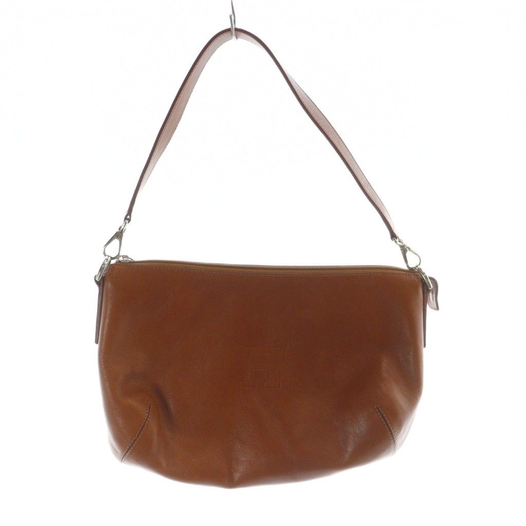 ヒロフ HIROFU ワンショルダーバッグ レザー Hロゴ 茶 ブラウン |KW GY 18