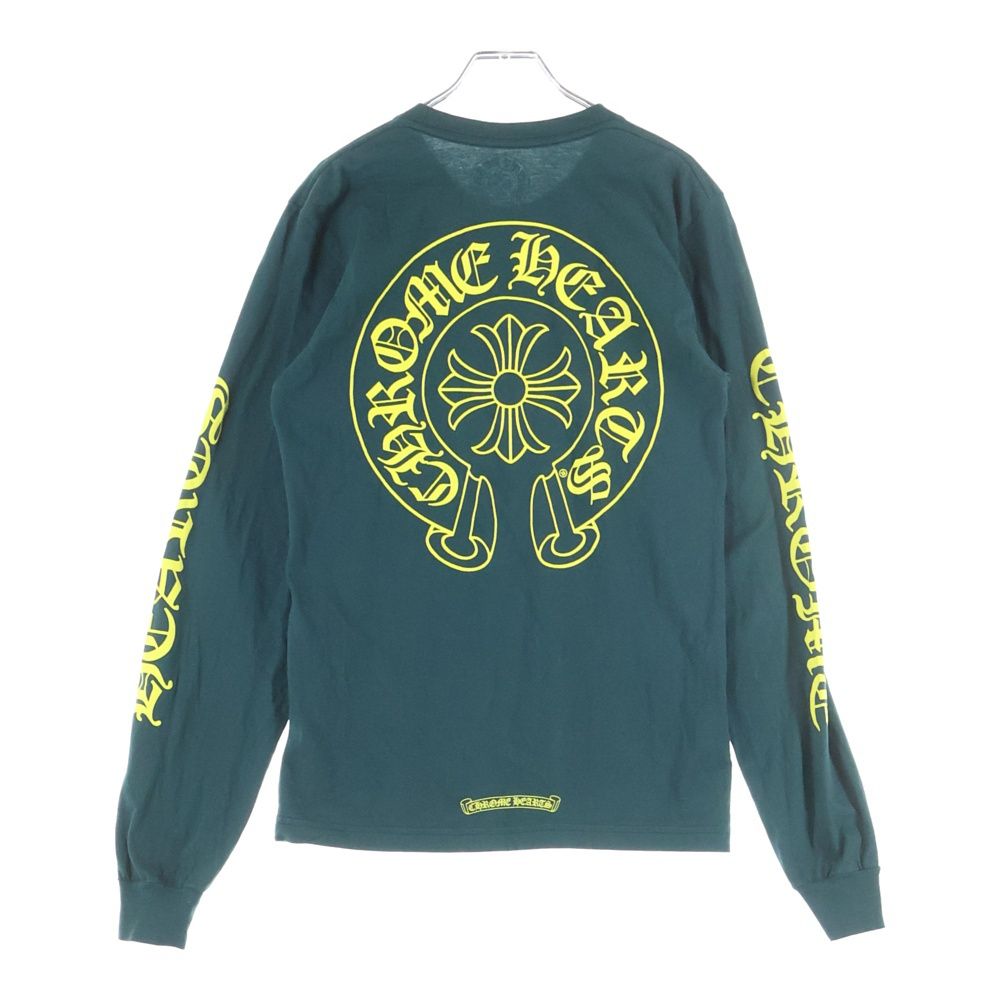 CHROME HEARTS クロムハーツ Back Scroll Logo LS Tee|バック ホース シュー プリント長袖Tシャツ グリーン