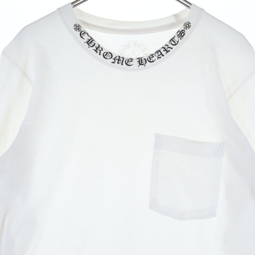 CHROME HEARTS Neck logoホワイト長袖カットソー CHROME HEARTS (クロムハーツ) NECK LOGO L/S TEE ネックロゴ プリント