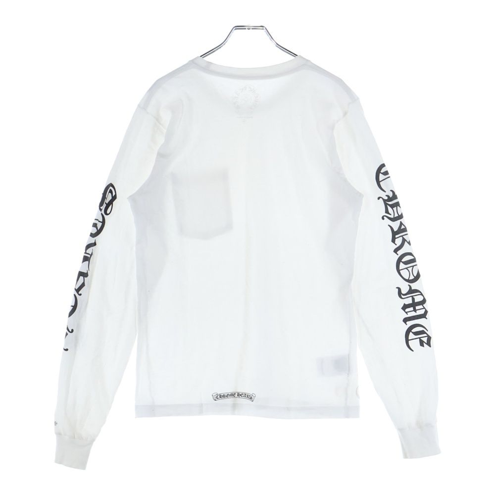 CHROME HEARTS Neck logoホワイト長袖カットソー CHROME HEARTS (クロムハーツ) NECK LOGO L/S TEE ネックロゴ プリント