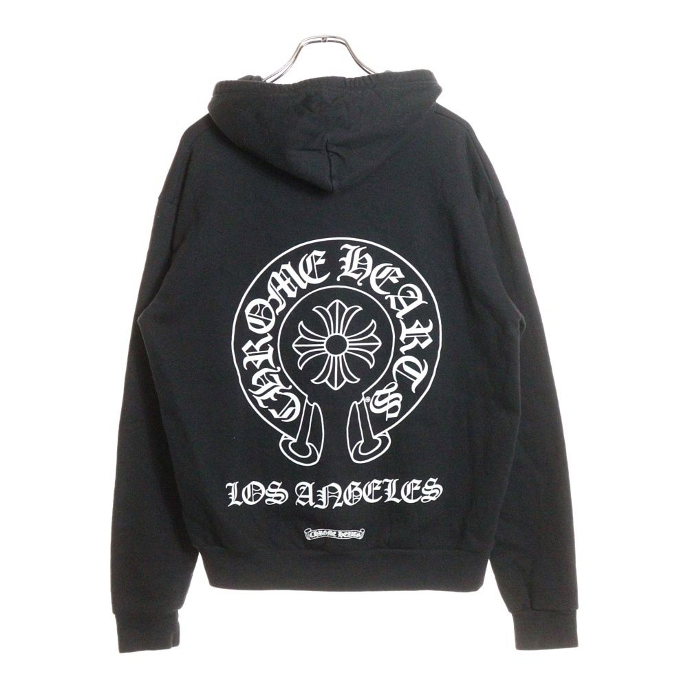 CHROME HEARTS クロムハーツ SWTSHRT HD ZIP ロサンゼルス バックホースシュープリントダガージップアップフーディーパーカー ブラック