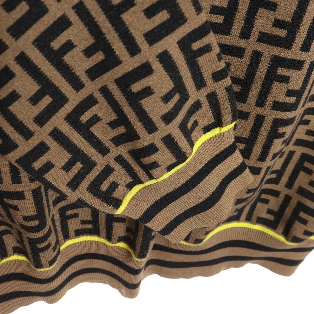 FENDI (フェンディ) ズッカ柄 クルーネックニット セーター ブラウン