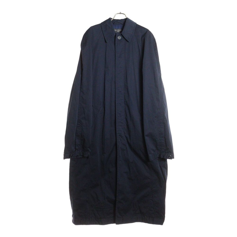 バレンシアガ Over Coat 裏地チェック オーバーサイズ トレンチコート ネイビー 768919 TBP 01