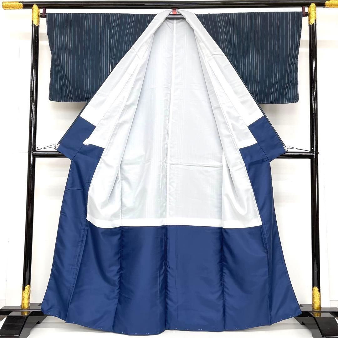 着物と帯 時流 ポ25142◆洗える着物 小紋◆♥品 大きいサイズ 紺色