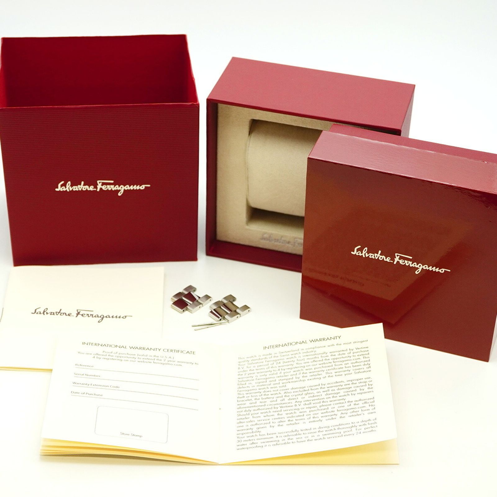 フェラガモ 1898 シルバー文字盤腕時計 メンズ