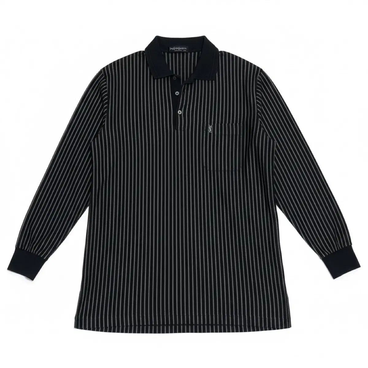 イヴ サンローラン ストライプ長袖カラーTシャツ 100