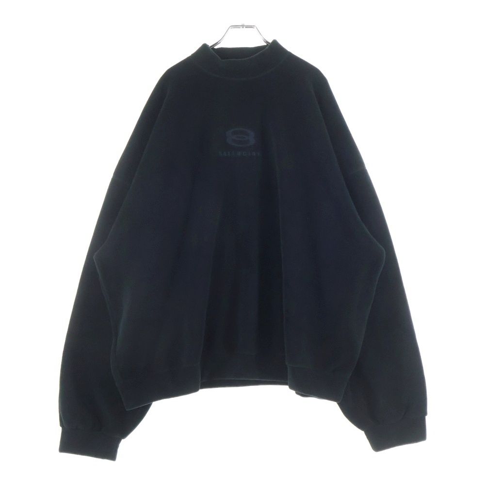 バレンシアガ 23 AW フロントロゴ刺繍 フリース素材 スウェットシャツ ブラック 697975