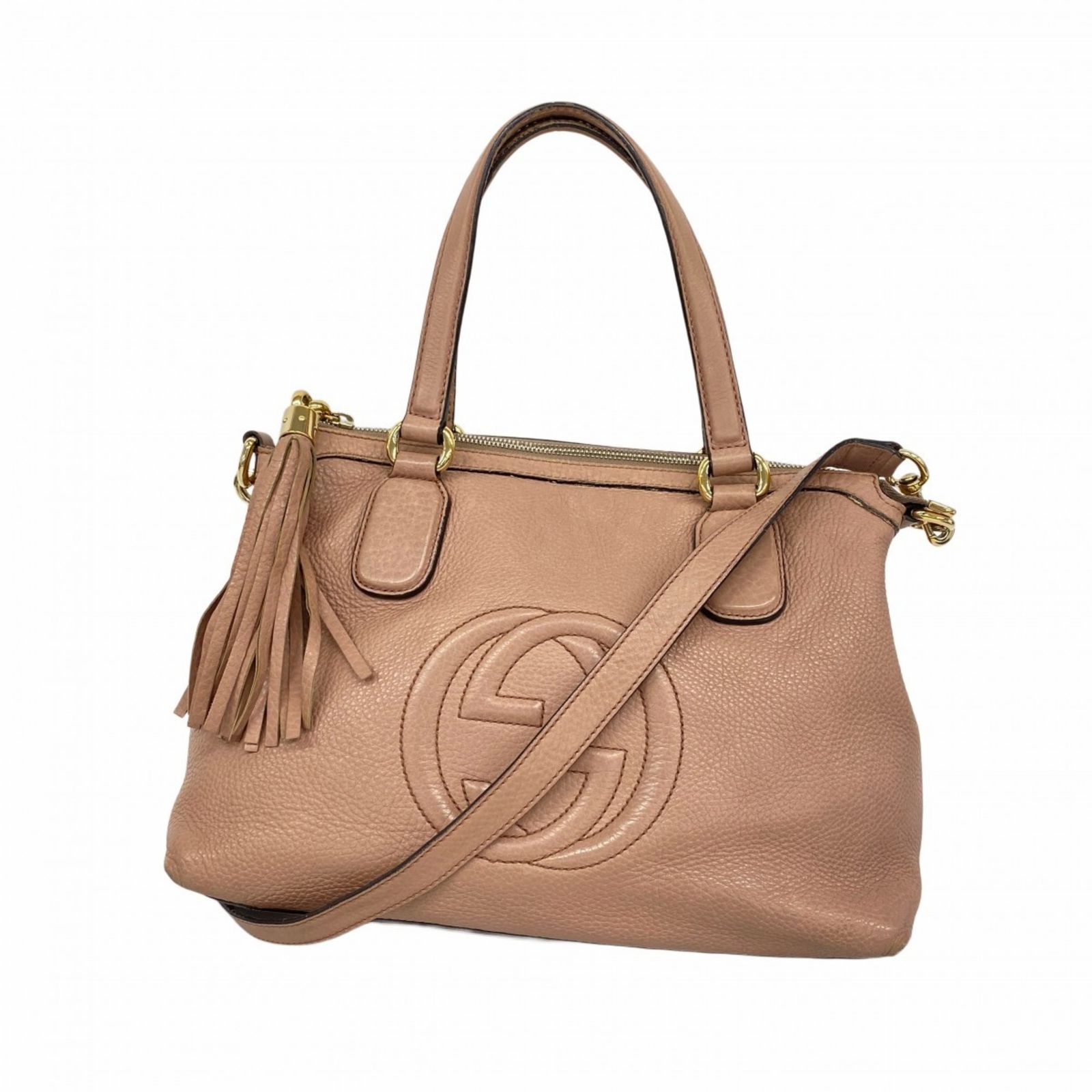 グッチ Gucci ハンドバッグ ソーホー 308362 レザー ピンク シャンパン 2 wayバッグレディース