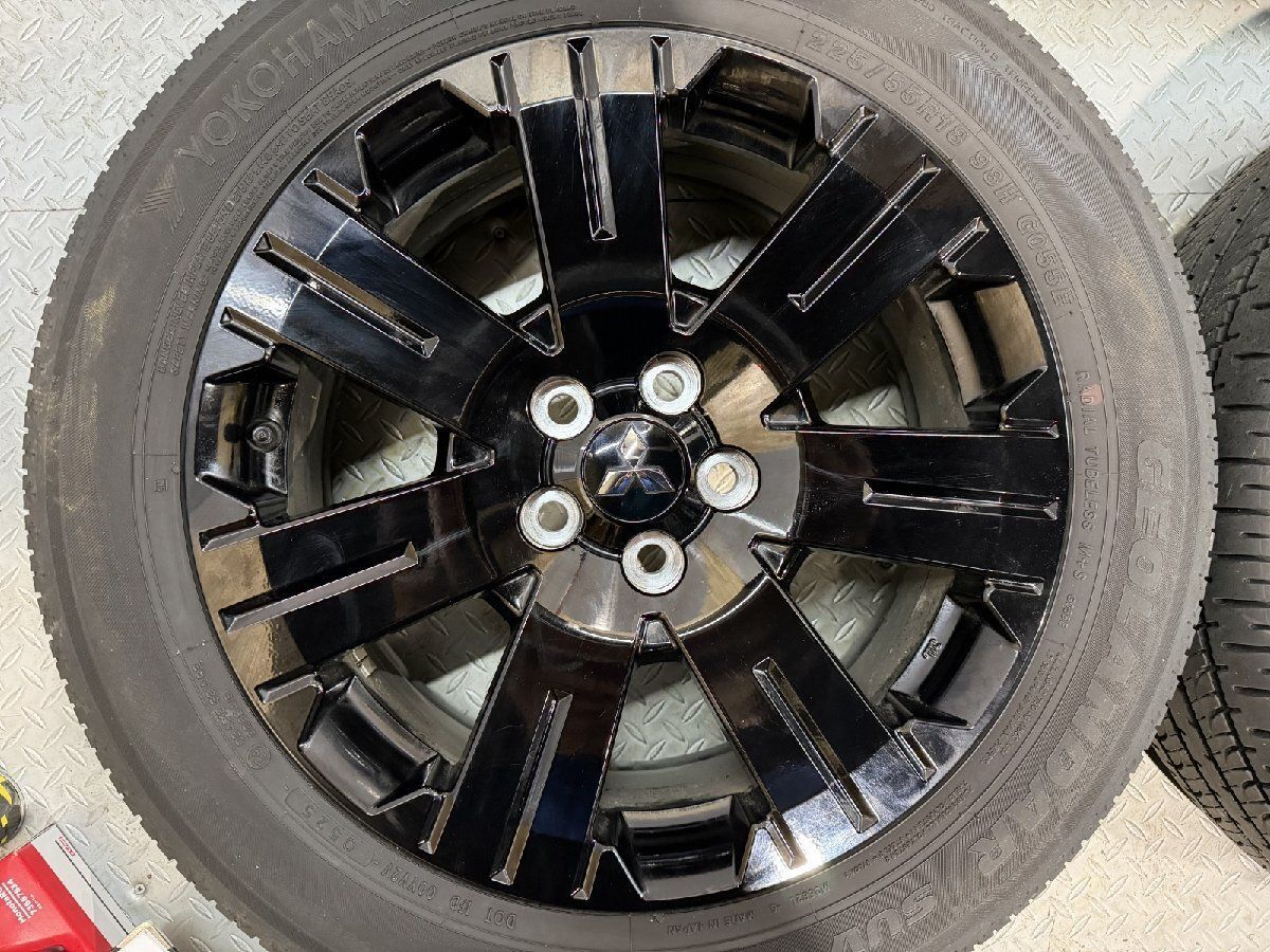新車外し 製 YK G 055 225|55 R 18 夏タイヤ 三菱 デリカD 5 シャモニー ホイール 18インチ .3 38 ブラック MTW 405