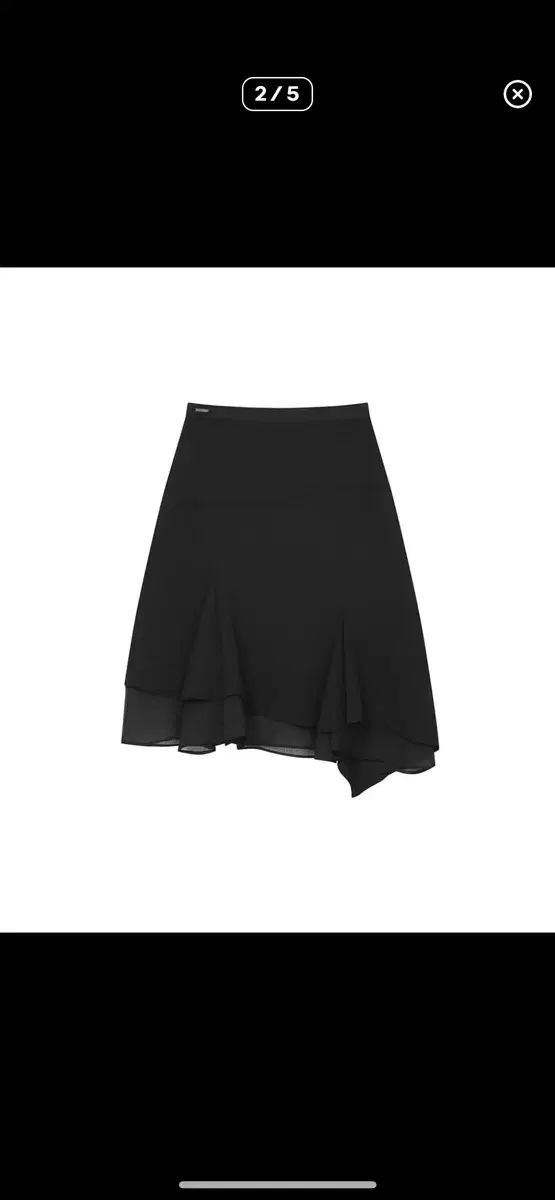 ミセキSEOUL ソウル アシンメトリー レイヤード スカート ミディ丈 ブラック オーガンザ