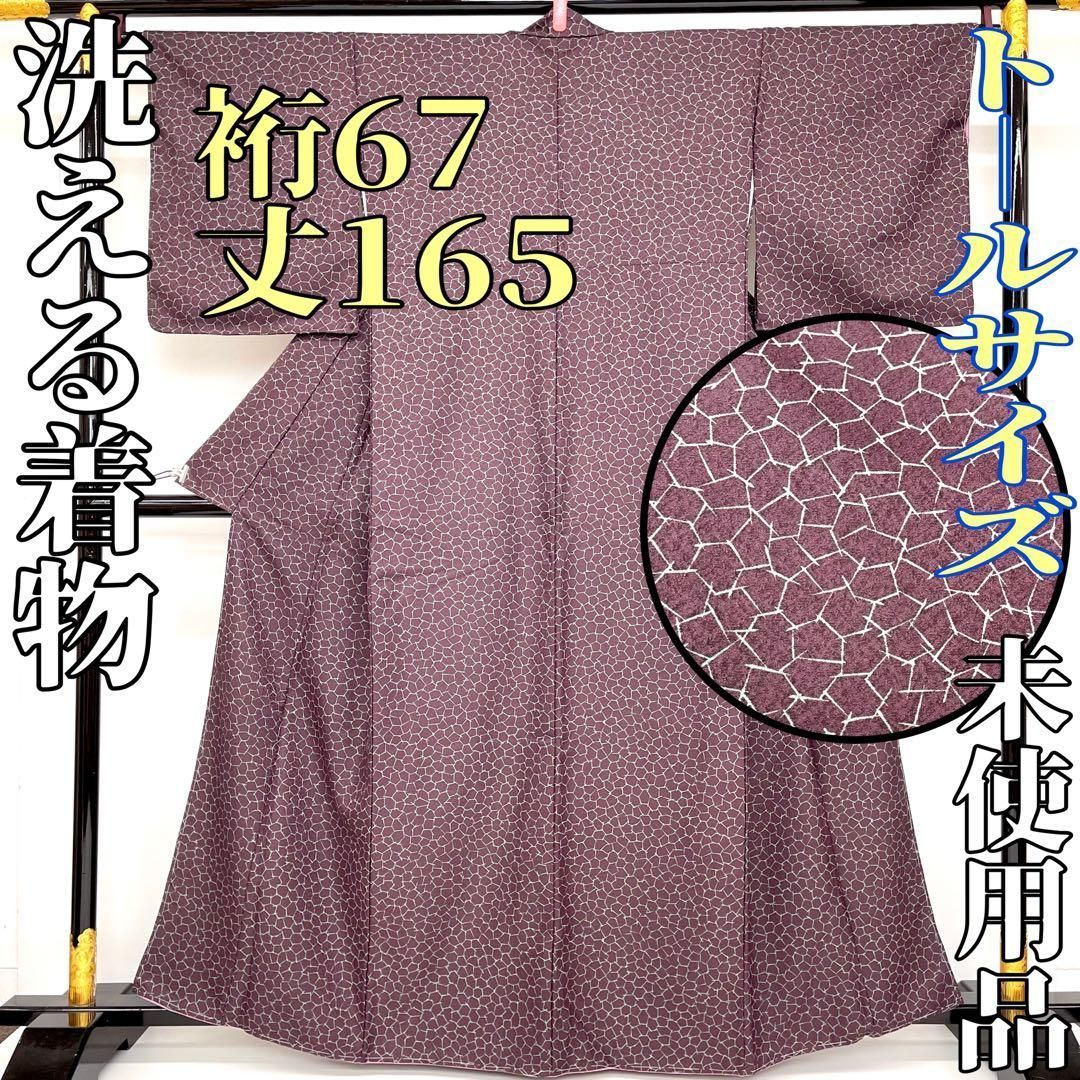 着物と帯 時流 ポ25136◆洗える着物 小紋◆♥品 トールサイズ 紫