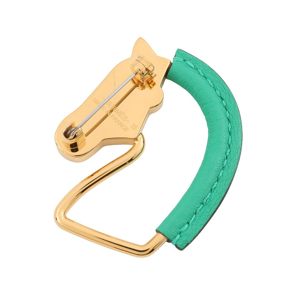 エルメス ブローチ シュヴァル・グランド・パラード ミント/ピンク