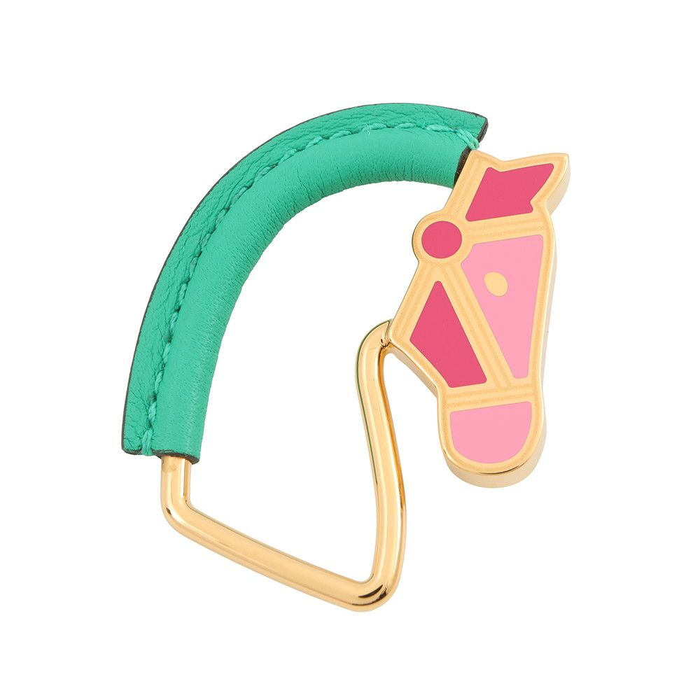 エルメス ブローチ シュヴァル・グランド・パラード ミント/ピンク