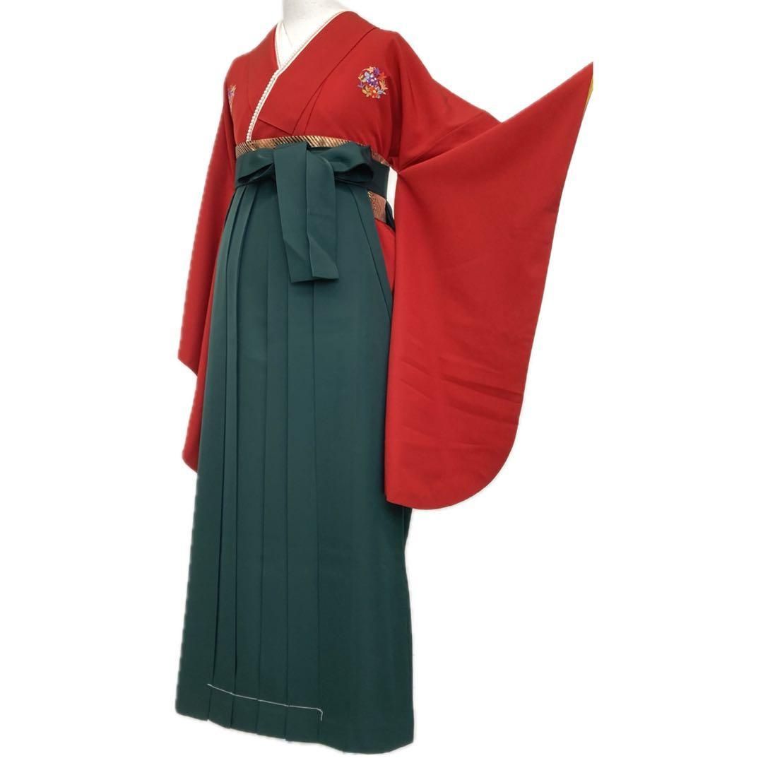 着物と帯 時流 L 25133 y◆卒業式袴 5点セット◆ セット 赤 緑