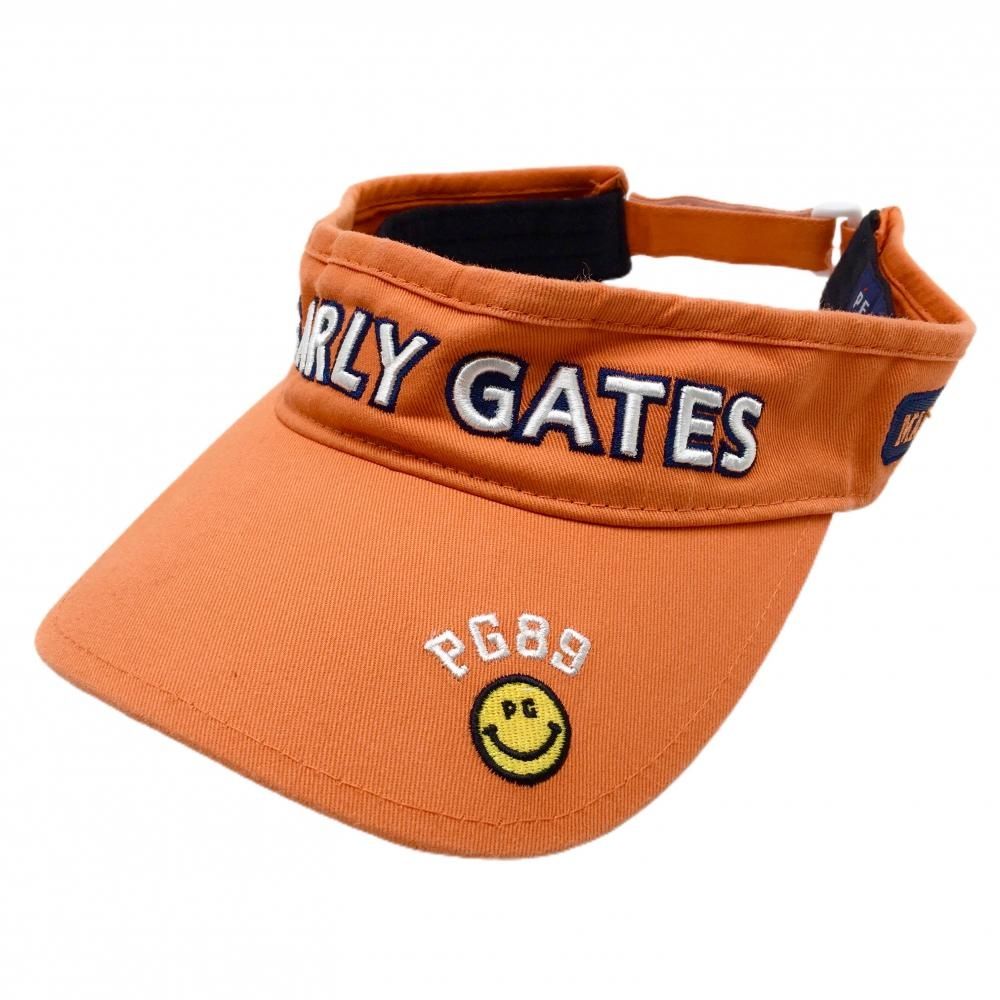 パーリーゲイツ サンバイザー オレンジ×白 立体ロゴ ニコちゃん