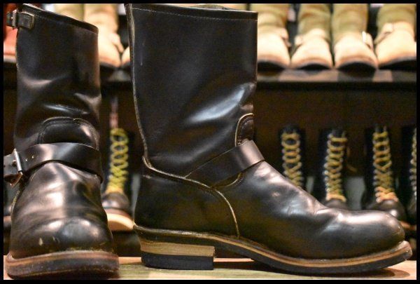 9.5 D PT 91プリント 97年 レッドウィング 2268 エンジニア 黒 ブラック クローム スチールトゥ ブーツ redwing FL 434