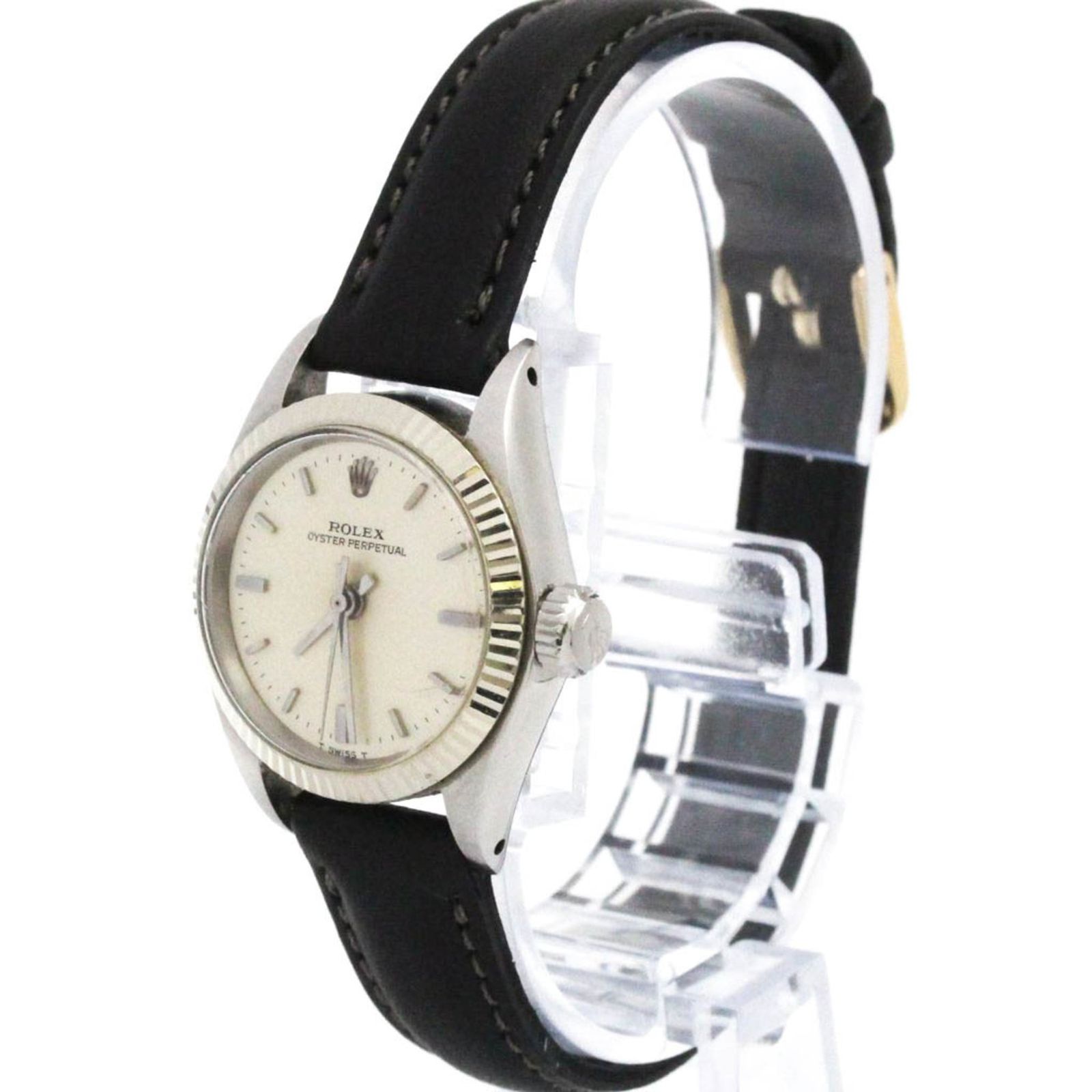 ロレックス ROLEX オイスター パーペチュアル 6619 ホワイトゴールド ステンレススチール レザー 自動巻き レディース 時計